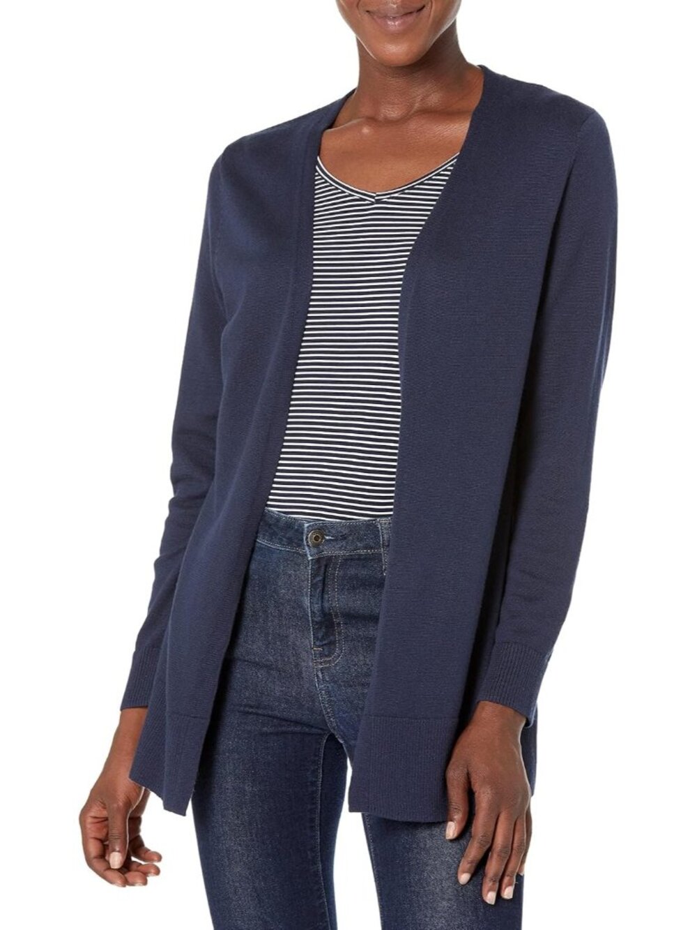 Amazon Essentials Women's Navy Long Sleeve Open Front Cardigan Sweaters